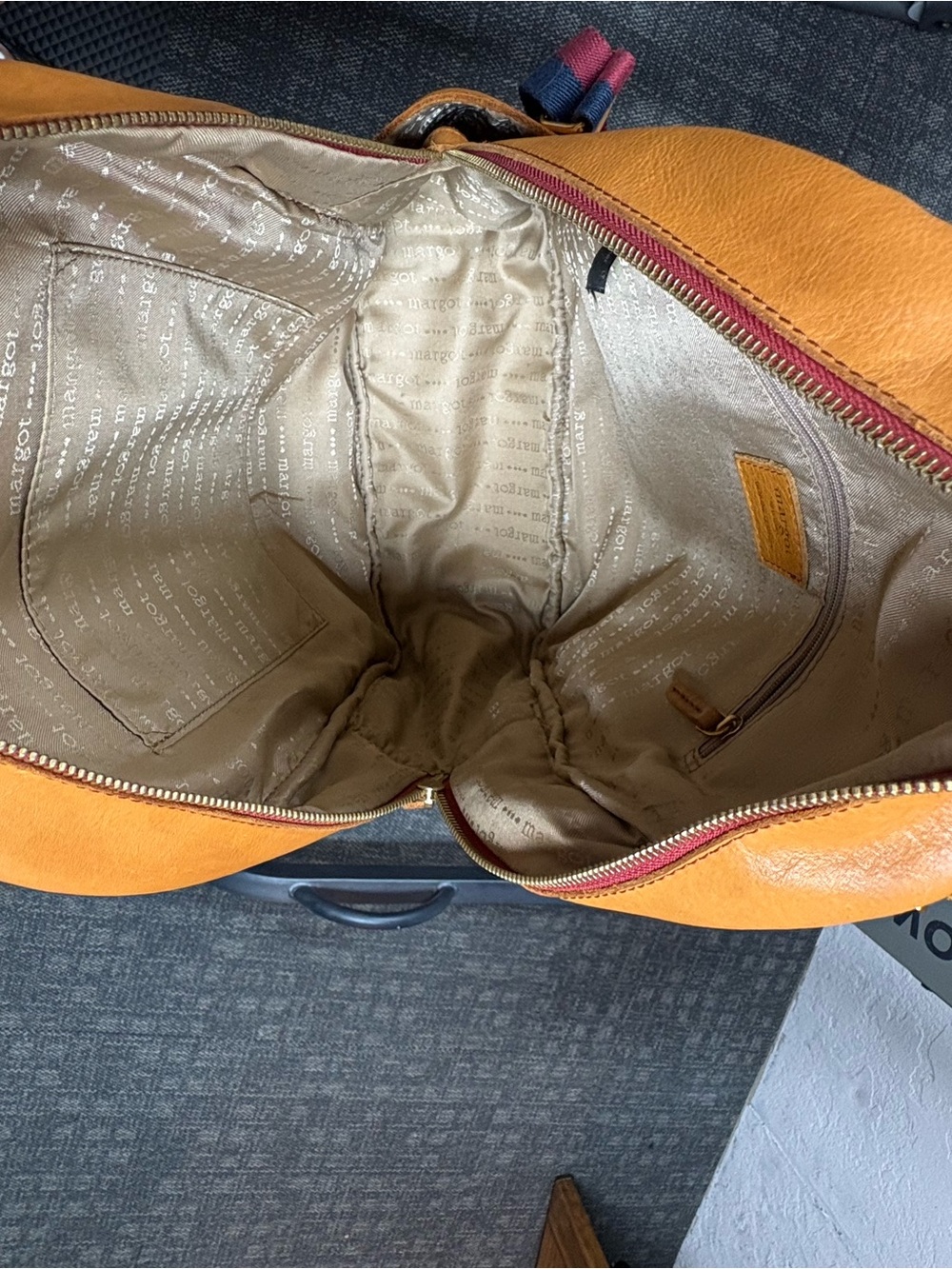 margot Tan Leather Backpack with Front Zip Pocket - Picture 4 of 4